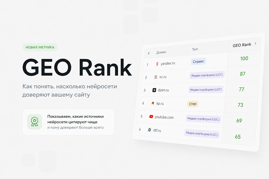 GEO Rank от Пиксель Тулс: как понять, насколько нейросети доверяют вашему сайту?